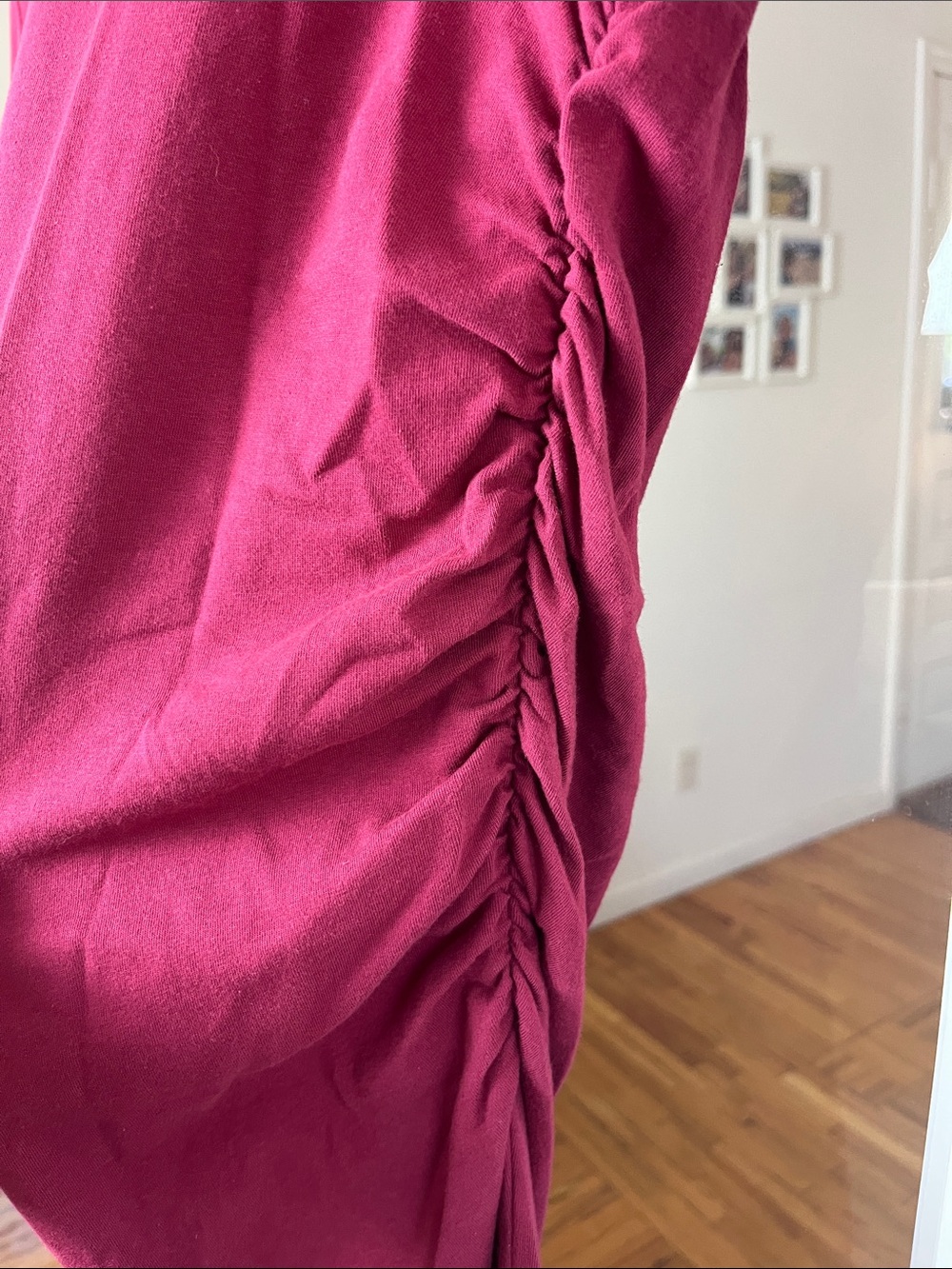 Michael Stars Raspberry Scoop-Neck Ruched Midi Dress - Picture 4 of 4